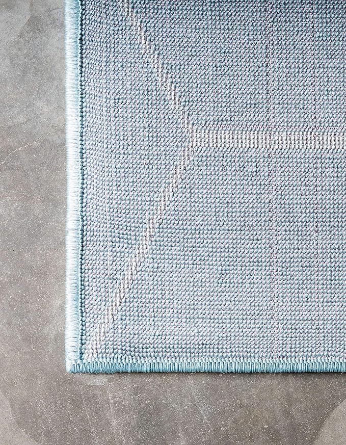 Unique Loom Trellis Frieze Collection Area Rug - Geometric (5' 1" x 8', Light Blue/ Ivory)