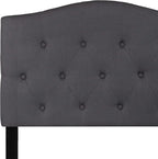 EMMA + OLIVER Twin Size Tufted Upholstered Headboard with Adjustable Metal Bed Rail Slots, Modern Fabric Upholstered Twin Headboard, Dark Gray
