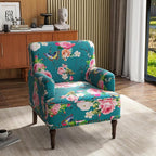 UIXE Floral Accent Chair, Living Room Arm Chairs Modern Nailhead Trim Club Armchair with Wood Legs, Comfy Upholstered Sofa Lounge Seat Reading Seat Bedroom Side Seating for Home Office