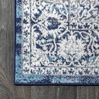 JONATHAN Y Modern Vintage Medallion Navy/Light Gray 8' Round Indoor Area Rug, Country, Floral, Easy-Cleaning for Living Room, Bedroom, Kitchen, Pet Friendly, Non-Shedding (MDP100B-8R)