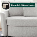 Studio Living® Beckett 92" Storage Sofa, Modern Farmhouse, Pocket Coil Comfort, Easy Assembly, Chenille Fabric, Ivory