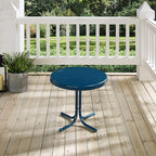 Crosley Furniture Griffith Weather Resistant Retro Metal Outdoor Side Table for Patio, Deck, Porch, Navy