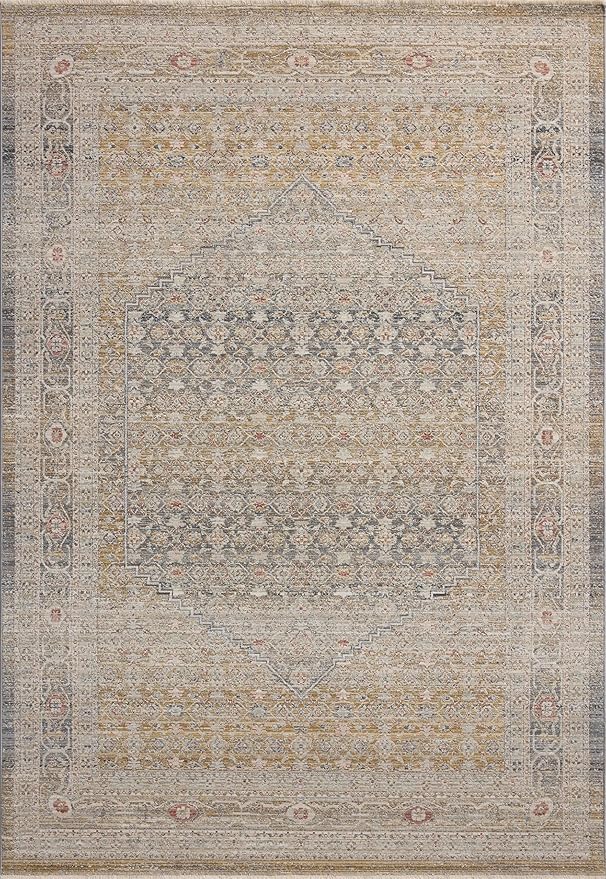 Loloi Chris Loves Julia Ida Collection IDA-02 Stone/Gold 9'-3" x 13'-1", .19" Pile Height, Area Rug