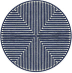 RUGGABLE x Jonathan Adler Machine Washable Modern Area Rug– Inkdrop Lapis Blue 6 ft Round, Stain-Resistant, Non-Slip–Medium Rugs for Living Room, Bedroom, Hallway, Entryway & Office–with Standard Pad