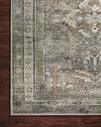 Loloi Layla Collection LAY-13 Antique/Moss 2'-6" x 7'-6" .13" Thick Runner Rug, Soft, Durable, Vintage Inspired, Distressed, Low Pile, Non-Shedding, Easy Clean, Printed, Living Room Rug