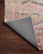 Loloi Layla Collection LAY-17 Pink/Lagoon 2'-0" x 5'-0" .13" Thick Accent Rug, Soft, Durable, Vintage Inspired, Distressed, Low Pile, Non-Shedding, Easy Clean, Printed, Living Room Rug