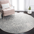 SAFAVIEH Evoke Collection Area Rug - 5'3" Round, Ivory & Grey, Distressed Design, Non-Shedding & Easy to Clean, Ideal for Living Room, Bedroom, Dining Space (EVK256F)