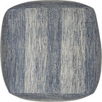 SIMPLIHOME Clay Boho Square Pouf in Patterened Teal Melange Cotton for the Living Room, Bedroom and Kids Room
