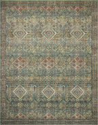 Loloi Magnolia Home by Joanna Gaines Sinclair Collection SIN-03 Turquoise/Multi 2'-3" x 7'-6", .25" Pile Height, Machine Washable, Runner Rug