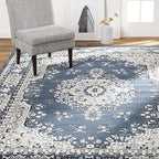 Home Dynamix Premium Sakarya Traditional Medallion Border Area Rug, Midnight Blue, 7'8"x10'7" Rectangle