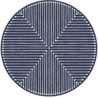 RUGGABLE x Jonathan Adler Machine Washable Modern Area Rug– Inkdrop Lapis Blue 8 ft Round, Stain-Resistant, Non-Slip– Large Rugs for Living Room, Bedroom, Hallway, Entryway & Office–with Standard Pad