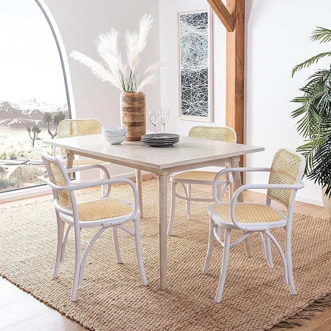 Safavieh Home Keiko White and Natural Cane Dining Chair