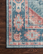 Loloi Skye Collection SKY-03 Turquoise/Terracotta 8'-0" x 8'-0" Round Area Rug