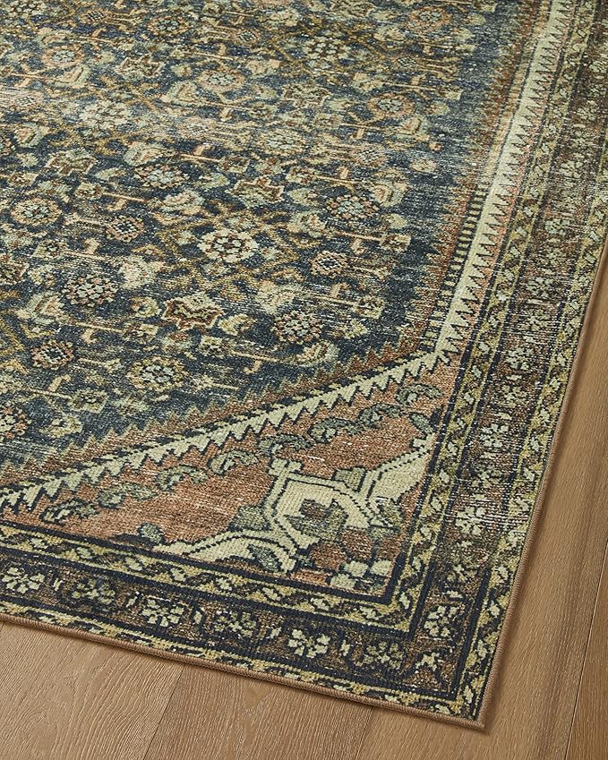 Loloi Magnolia Home by Joanna Gaines Banks Collection BAN-02 Denim/Clay 3'-6" x 5'-6" .13" Pile Height, Machine Washable, Accent Rug