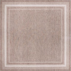 Unique Loom Outdoor Border Collection Area Rug - Soft Border (13' Square, Brown/ Ivory)