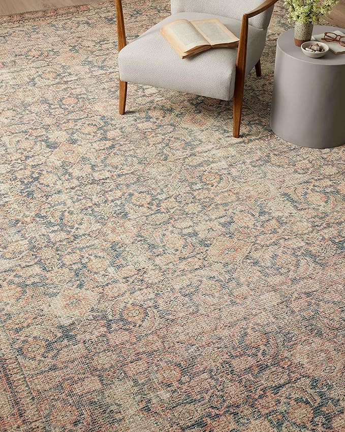 Loloi Angela Rose Aubrey Collection AUB-01 Navy/Multi 7'-6" x 7'-6", .19" Pile Height, Round Area Rug
