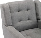 Dolonm Midcentury Modern Accent Chair with Arms, Upholstered Fabric Reading Side Chair Tufted Back Decorative Wingback Chair for Living Room Bedroom (Light Grey)