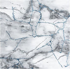 SAFAVIEH Craft Collection Area Rug - 6'7" Square, Ivory Grey & Blue, Modern Abstract Design, Non-Shedding & Easy Care, Ideal for High Traffic Areas in Living Room, Bedroom (CFT877M)
