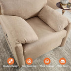Oversized Accent Chair Mid-Century Modern Armchair for Living Room,USB and Type-C Ports,Comfy Reading Chairs for Bedroom with Side Pockets,Extra-Wide Single Sofa Chair(Khaki, Set of 1)