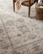 Loloi Magnolia Home by Joanna Gaines Millie Collection MIE-01 Silver/Dove 9'-6" x 9'-6", .25" Pile Height, Round Area Rug