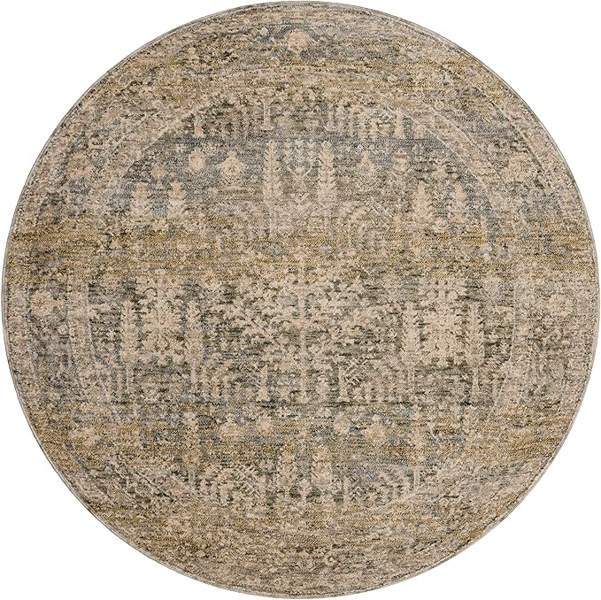 Loloi Magnolia Home by Joanna Gaines Junie Collection JUE-02 Moss/Natural 5'-3" x 5'-3", .38" Pile Height, Round Area Rug