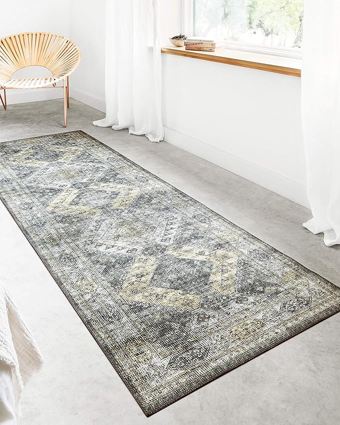 Loloi II Skye Collection SKY-09 Graphite/Silver 2'-6" x 10'-0" Runner Rug