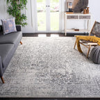 SAFAVIEH Area Rug 10x14 - Evoke Collection - Large - Ivory & Grey, Distressed Design, Non-Shedding & Easy to Clean, Ideal for Living Room, Bedroom, Dining Space (EVK256F)