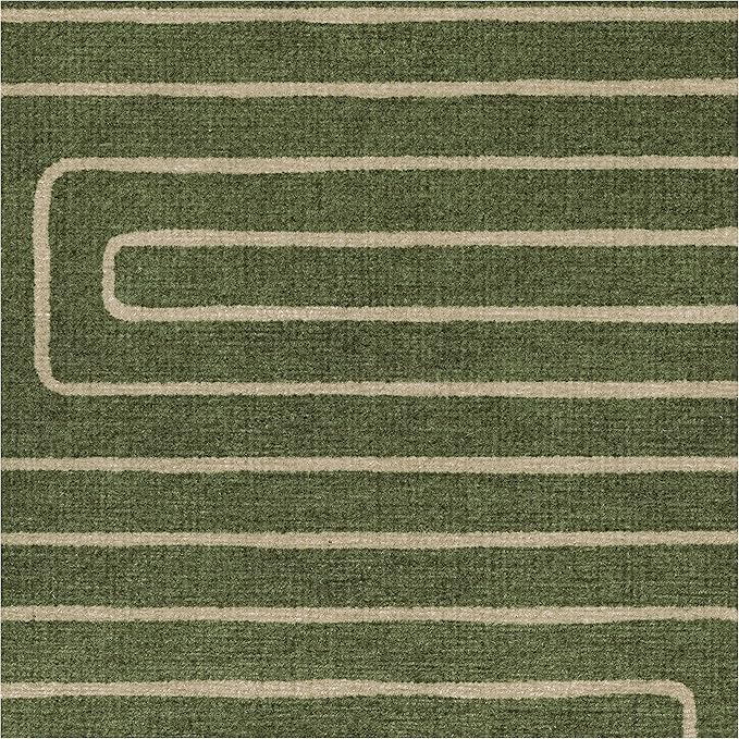 RUGGABLE x Jonathan Adler Machine Washable Modern Area Rug – Labyrinth Fern Green 6x9, Stain-Resistant, Non-Slip – Medium Rugs for Living Room, Bedroom, Hallway, Entryway & Office–with Cushioned Pad