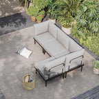Sundale Outdoor 4 Pieces Metal Patio Furniture Set, Outdoor Sectional Sofa w/6 Inch Olefin Cushion, Modern Outdoor Conversation Sets