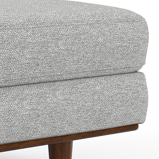 SIMPLIHOME Morrison Mid-Century Modern 72 inch Wide Sofa with Ottoman Set in Mist Grey Tightly Woven Performance Fabric for the Living Room and Family Room