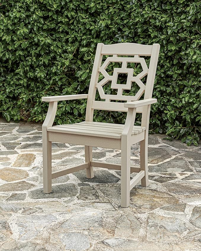 Martha Stewart by POLYWOOD® Chinoiserie Dining Arm Chair in Sand