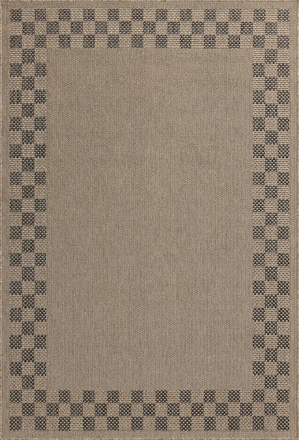 Loloi Chris Loves Julia Providence Collection PRC-01 Natural/Charcoal 7'-6" x 7'-6", .12" Pile Height, Indoor/Outdoor Round Area Rug