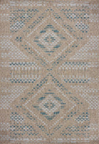 Loloi Amber Lewis Topanga Collection TOP-04 Natural/Aqua 5'-3" x 7'-6" Indoor/Outdoor Area Rug