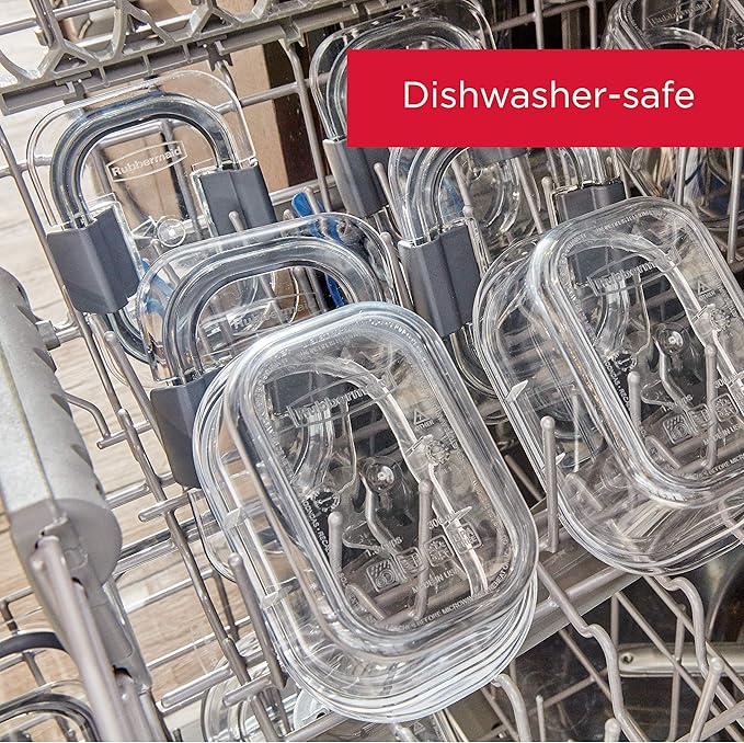 Rubbermaid Brilliance Food Storage Containers, 14 Piece Plastic Containers with Lids, BPA-Free, Leak Proof, Clear
