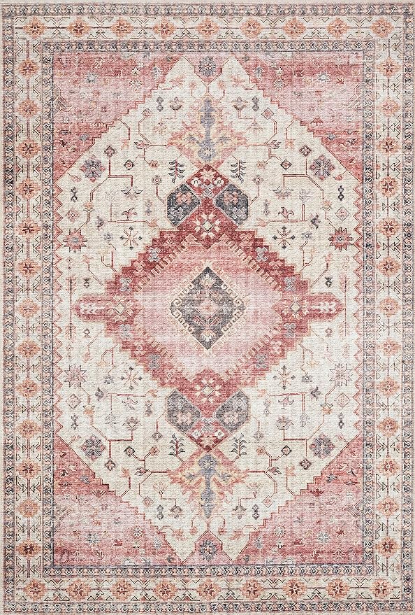 Loloi Skye Collection SKY-02 Ivory/Berry 2'-6" x 12'-0" Runner Rug