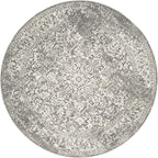 SAFAVIEH Evoke Collection 6'7" Round Grey/Ivory EVK256D Oriental Distressed Non-Shedding Dining Room Entryway Foyer Living Room Bedroom Area Rug