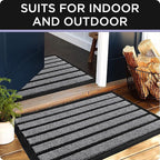 ubdyo Door Mat Outside Entrance - Dirt Trapping Outdoor Welcome Mats - Non-Slip Outdoor Indoor Entrance - Low Profile Front Doormat (30" x 17", Bright Grey)
