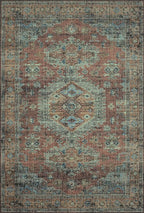 Loloi Skye Collection SKY-07 Terracotta/Sky 8'-0" x 8'-0" Round Area Rug