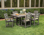 POLYWOOD Lakeside 7-Piece Outdoor Dining Set, All-Weather HDPE Patio Furniture Table and Chairs, Black, Made in USA, Deck, Garden, Poolside