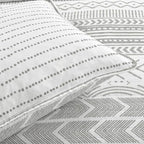 Lush Decor Hygge Geo Pattern Striped 3 Piece Quilt Bedding Set, King, Gray & White
