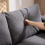 90 Inches Cloud Modular Sectional Sofa, U Shaped Linen Couch with Reversible Chaise, 3 Seater Convertible Comfortable Sofa Couch for Living Room/Apartment, Grey