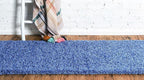 Unique Loom Solid Shag Collection Area Rug (2' 7" x 19' 8" Runner, Periwinkle Blue)