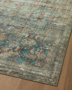 Loloi Magnolia Home by Joanna Gaines Banks Collection BAN-01 Ocean/Spice 2'-6" x 9'-6", .13" Pile Height, Machine Washable, Runner Rug