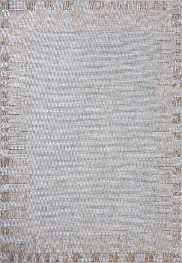 Loloi Amber Lewis Topanga Collection TOP-08 Silver/Natural 6'-7" x 9'-4" Indoor/Outdoor Area Rug