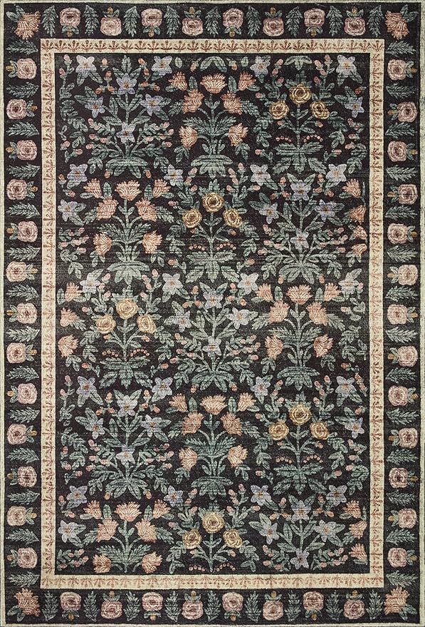 Loloi Rifle Paper Co. Eden Collection EDE-02 Mughal Garden Black 2'-3" x 3'-9" Accent Rug feat. CloudPile™
