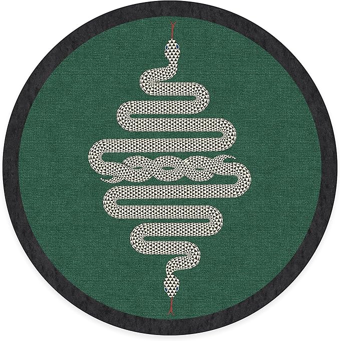 RUGGABLE x Jonathan Adler Machine Washable Modern Area Rug – Venom Emerald 8 ft Round, Stain-Resistant, Non-Slip – Large Rugs for Living Room, Bedroom, Hallway, Entryway & Office–with Standard Pad