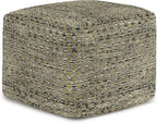 SIMPLIHOME Janelle Boho Square Woven Outdoor/ Indoor Pouf in Multi Color Recycled PET Polyester for the Living Room, Bedroom and Kids Room