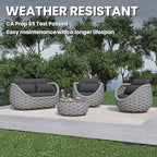 4 Pieces Assembled Patio Conversation Sets, Hand Woven Rope Outdoor Furniture Sofa Set - Aluminum Modern Cushions Couch Armchair Table Set - All Weather for Indoor Deck Porch Backyard Hotel