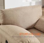 Oversized Accent Chair Mid-Century Modern Armchair for Living Room,USB and Type-C Ports,Comfy Reading Chairs for Bedroom with Side Pockets,Extra-Wide Single Sofa Chair(Khaki, Set of 1)