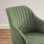 Zouron Mid Century Modern Accent Chair with Wooden Legs, Swivel Desk Chair No Wheels, Upholstered Side Armchair Vanity Chair for Small Space Home Office Living Room Bedroom, Green
